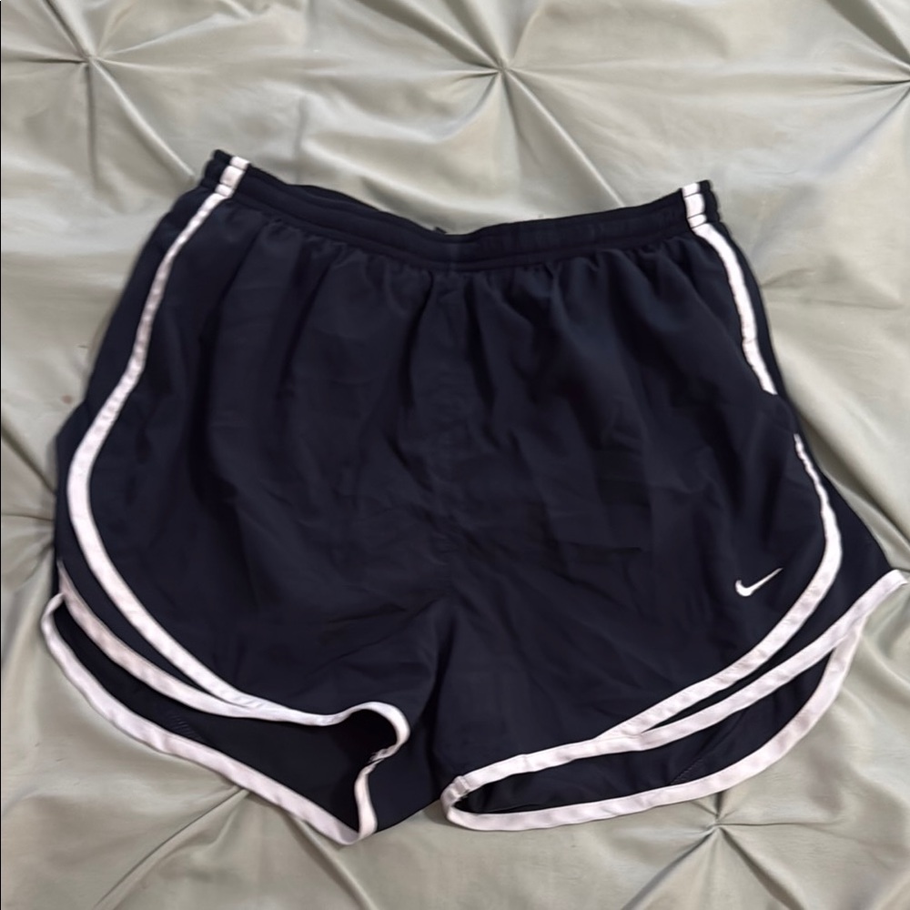 Nike Black and White Athletic Shorts with Curved Hem